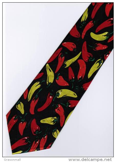 Red Yellow Green Chili Cartoon Novelty Fancy Neck Tie - Other & Unclassified