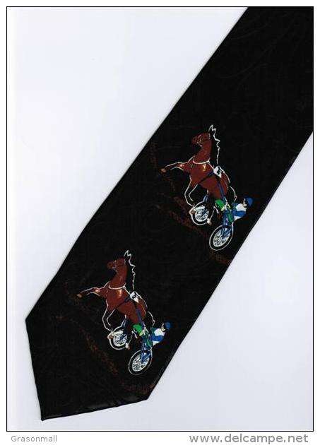 Man Riding Horse Sport Cartoon Novelty Fancy Neck Tie - Other & Unclassified