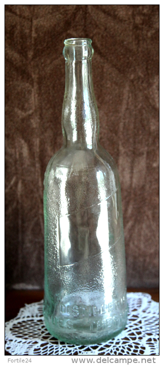 Antique Bouteille Verre Transparent  THERMAIX Distillerie Des Thermes Aix En Provence 32 Cm Haut. - Alcools