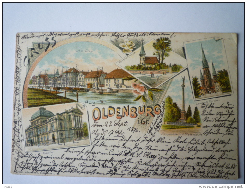 GRUSS  Aus  OLDENBURG   :  Jolie Carte Couleur   1896  X - Oldenburg