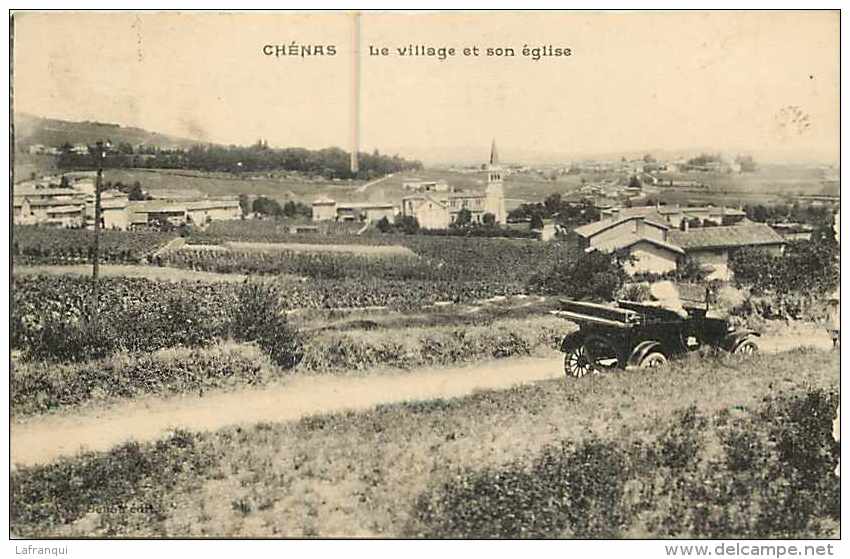 Rhone -ref 374- Chenas - Le Village Et Son Eglise  - Carte Bon Etat  - - Chenas