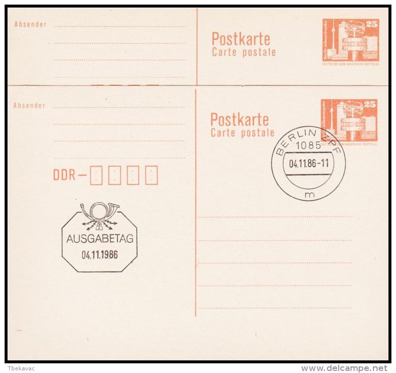 Germany GDR 1986, Postal Stationery - Postcards - Used