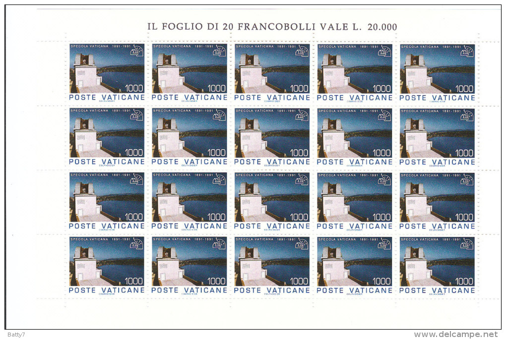 VATICANO 1991 CENTENARIO FONDAZIONE SPECOLA VATICANA - 3 MINIFOGLI INTEGRI SERIE COMPLETA - Blocs & Feuillets