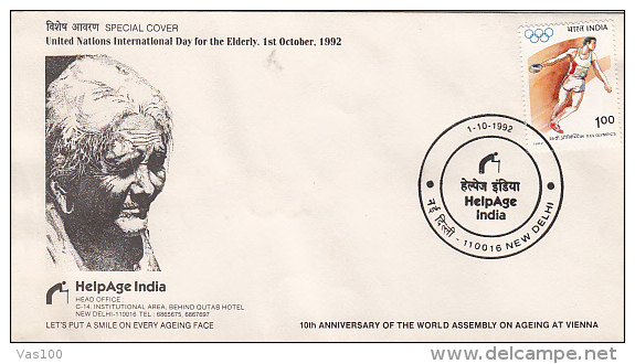 HELP AGE INDIA ORGANIZATION, SPECIAL COVER, 1992, INDIA - Brieven En Documenten