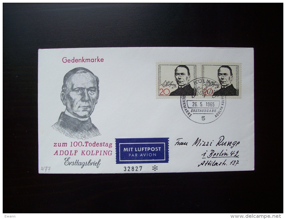 Allemagne : FDC Numérotée De 1965-  Adolf Kolping-Par Avion - Sonstige & Ohne Zuordnung