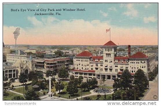 Florida Jacksonville Birds Eye View Of City Park And Windsor Hotel - Jacksonville