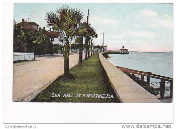 Florida St Augustine Sea Wall 1911 - St Augustine