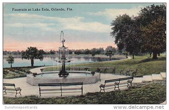 Florida Orlando Fountain At Lake Eola 1915 - Orlando