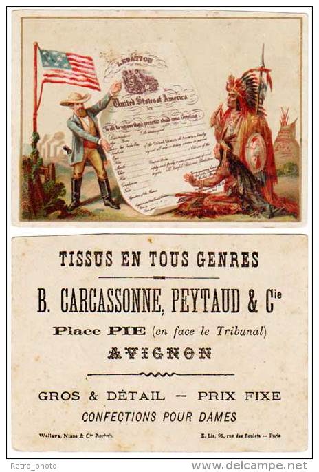 Chomo Tissus En Tous Genres, B. Carcassonne, Peytaud & Cie, Place Pie, Avignon (Usa, Indiens) - Autres & Non Classés