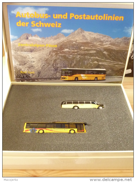 Arwico 02500, Collectors Box Grindelwald, 1x Saurer Alpenwagen IIIa, 1x MAN City Lion, 1:87 + Booklet - Véhicules Routiers