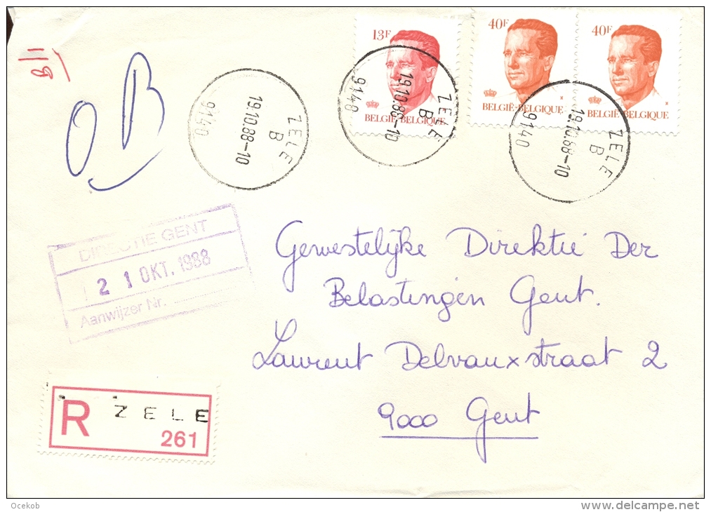 Omslag Enveloppe Aangetekend  ZELE 261 - 1988 - Enveloppes