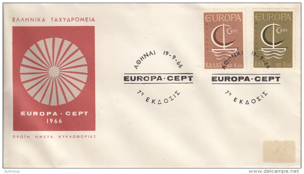 Greece FDC Scott #862-#863 Set Of 2 Europa 1966 - FDC