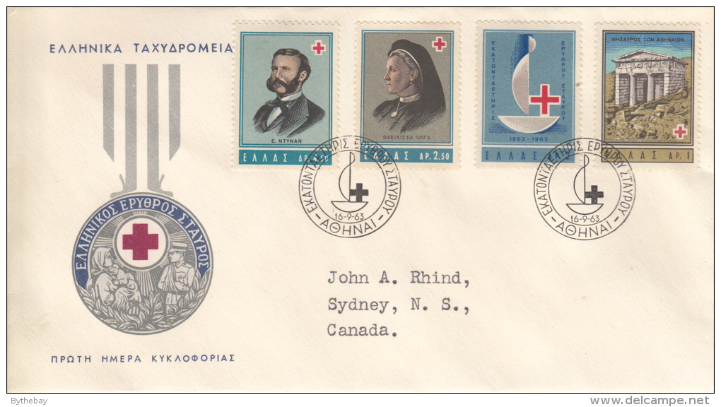 Greece FDC Scott #764-#767 Set Of 4 International Red Cross Centenary - FDC