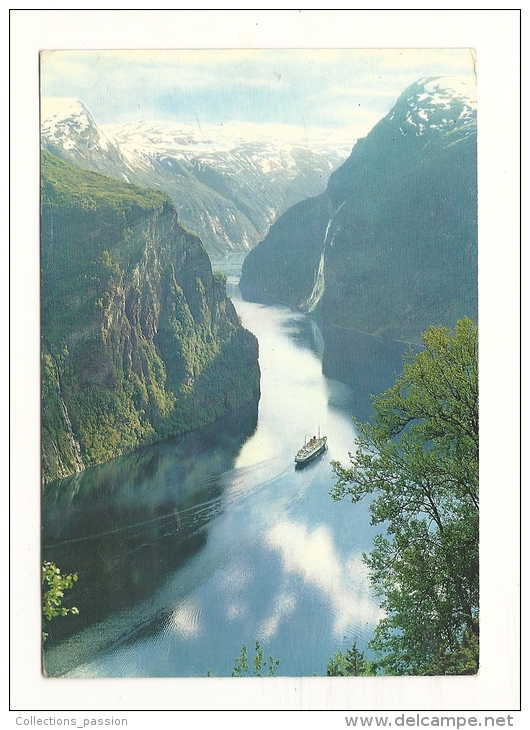 Cp, Norvège, Geirangerfjord, Towards "The Pulpit And The Waterfalls "The Seven Sisters", Voyagée 1965 - Noruega