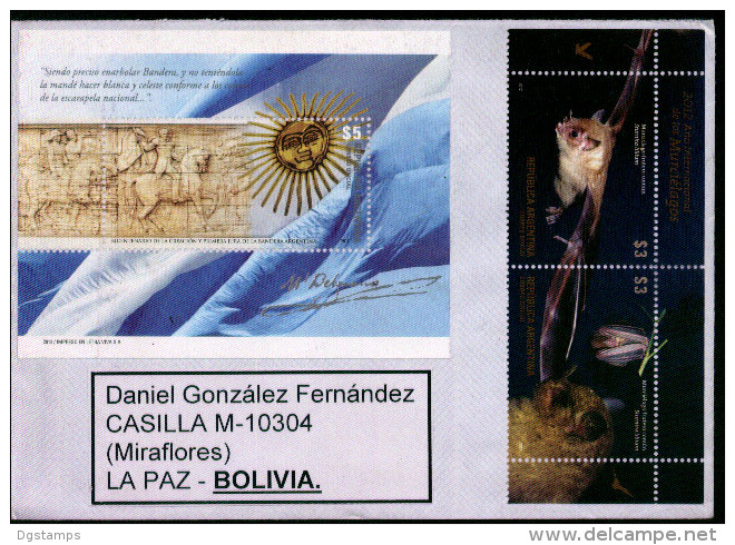 Argentina 2012 BF132 Bicentenario Del Pabellón Nacional Con Complemento Murciélagos. Circulado A Bolivia. 2 Scan - Brieven En Documenten
