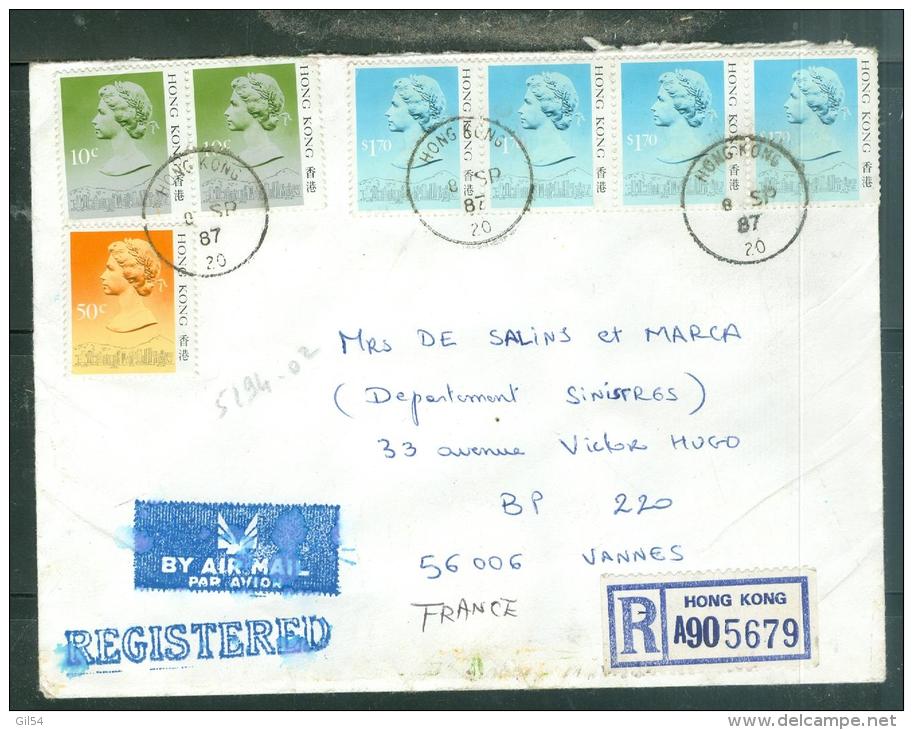 Lettre Recommandée De Hong Kong Vers La France En 1987 - Aw83 - Storia Postale
