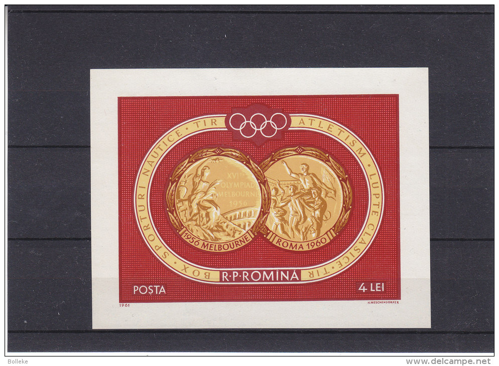 Jeux Olympiques - 1960 - Médailles  - Roumanie -  - Yvert Bloc 51 ** - MNH - NON Dentelé - Neufs