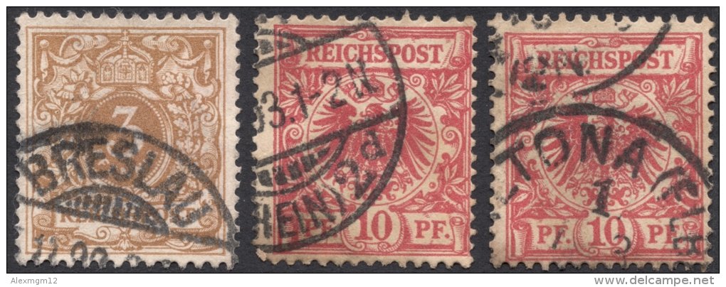 Germany, 3 Stamps: 3 Pf., 10 Pf. 1889, Sc # 46a, 48, Mi # 45, 47, Used - Used Stamps