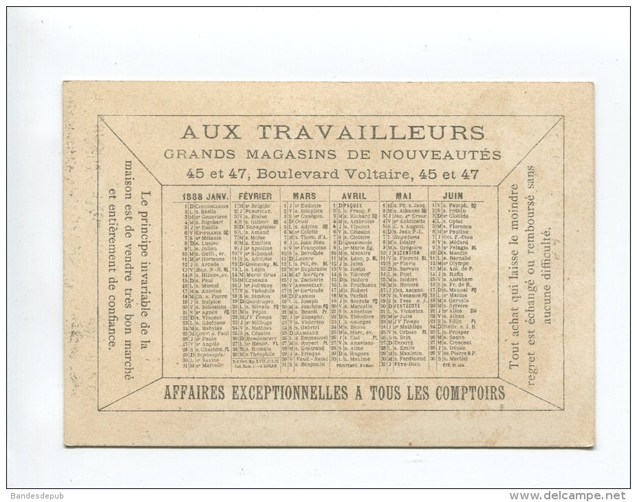 PARIS TRAVAILLEURS  SUPERBE CHROMO DOREE CALENDRIER SICARD AMAZONE COSTUME FEMME 1888 - Small : ...-1900