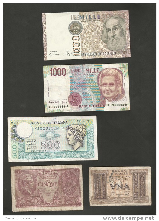 ITALIA - Kingdom And Republic - LOT OF 5 BANKNOTES / Regno E Repubblica - LOTTO 5 BANCONOTE - Otros & Sin Clasificación