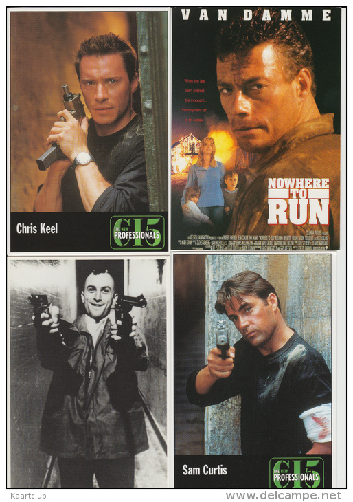 8  POSTCARDS : DANGEROUS MEN -  MOVIE-STARS: Robert De Niro, Clint Eastwood, Jean-Claude Van Damme, Steve McQueen Etc. - Acteurs