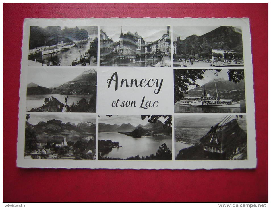 CPSM 74  ANNECY ET SON LAC  MULTI VUES  VOYAGEE  1955 TIMBRE VALLEE DE LA SEINE AUX ANDELYS - Annecy