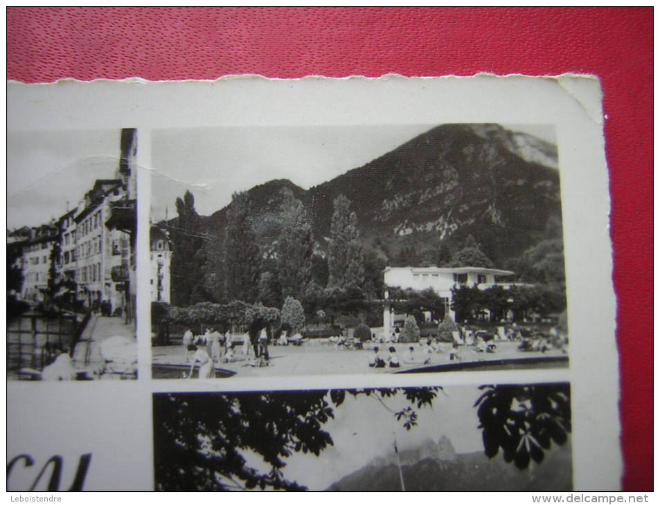 CPSM 74  ANNECY ET SON LAC  MULTI VUES  VOYAGEE  1955 TIMBRE VALLEE DE LA SEINE AUX ANDELYS - Annecy