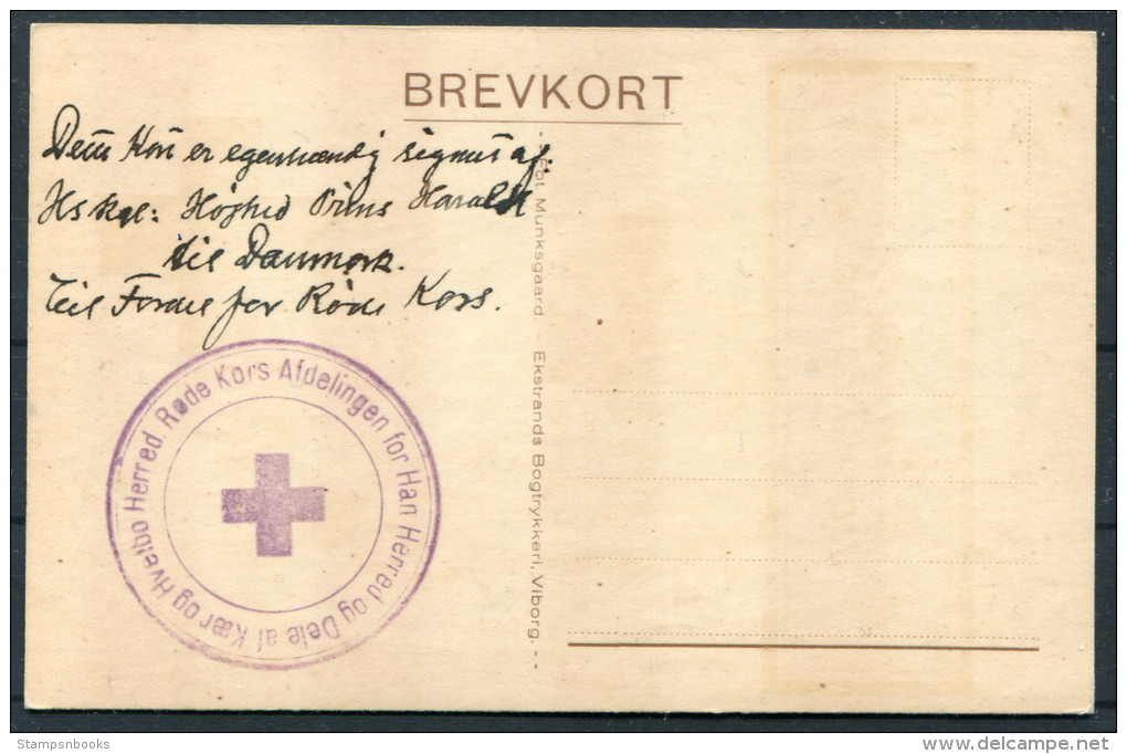 Denmark Red Cross Postcard Signed By Crown Prince Harald - Royalty - Rode Kruis