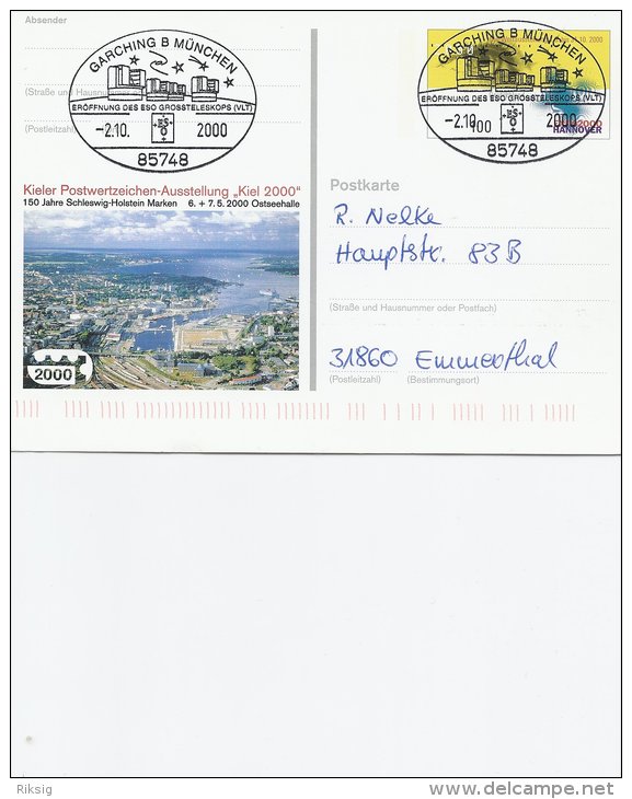 Germany - Postcard Cancelled: Opening Of ESO Grosstelescope 2. 10. 2000.  #  0236 - Astrologie