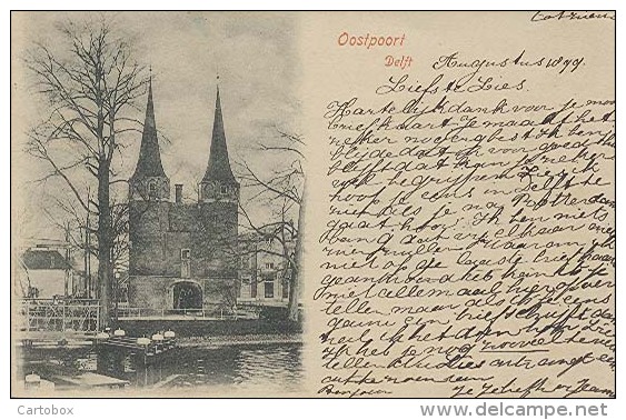 Delft, Oostpoort   ( Kaart Uit 1899 ! )    2 X Scan - Delft