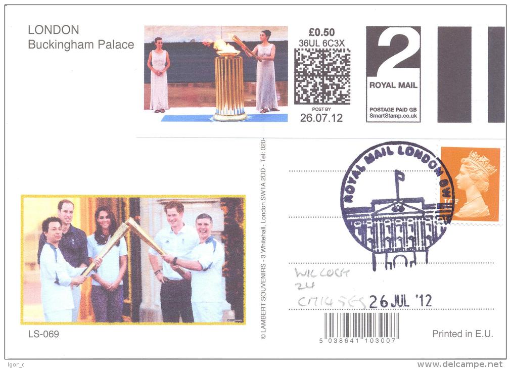 UK Olympic Games London 2012 Card; Toch Relay, Handover Ceremony Smart Stamp, Buckingham Palace Stage - Summer 2012: London