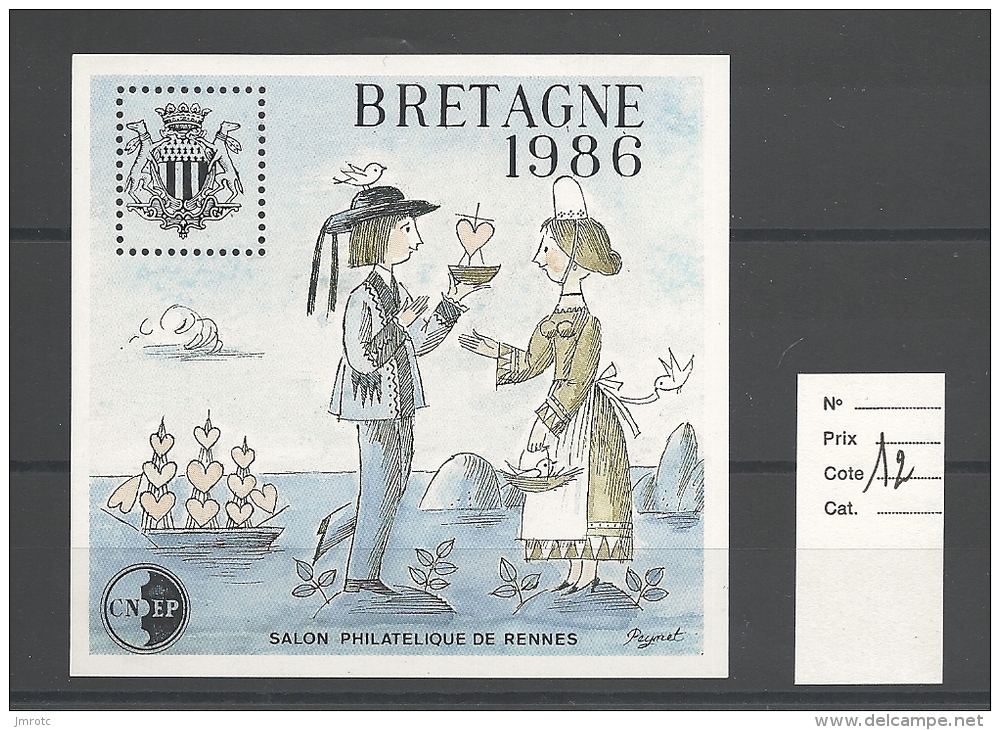 Vignette  CNEP   Bretagne 1986 Cote 12 &euro; - CNEP