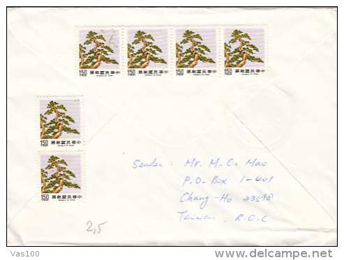 TREES, BONSAI, BAMBUS, PHEONIX, STAMPS ON AIRMAIL COVER, 1990, CHINA - Lettres & Documents