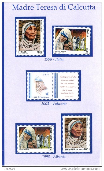 ITALIA 1998 / ALBANIA 1998 / VATICANO 2003 - Madre Teresa Di Calcutta - 5 Val. MNH Come Da Scansione - Mère Teresa