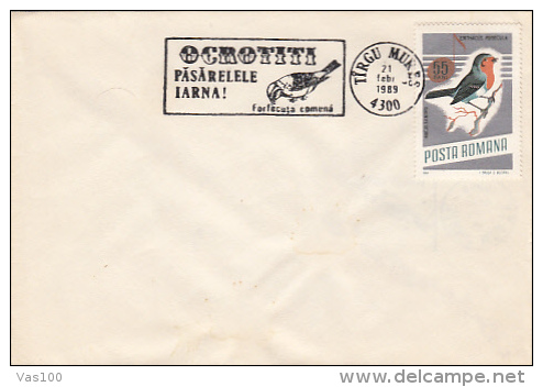 BIRDS, SPARROWS, HORSE, SPECIAL POSTMARK AND STAMP ON COVER, 1989, ROMANIA - Mussen