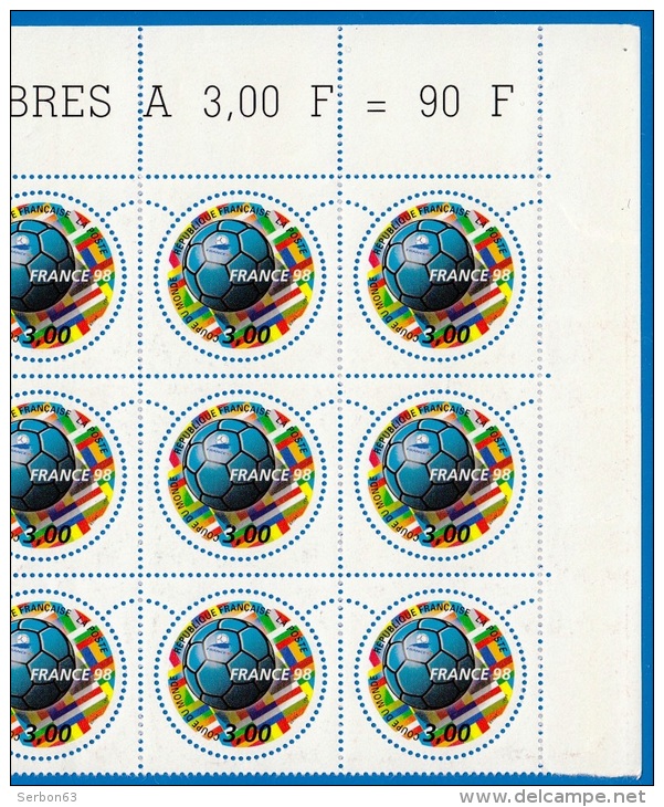 UNE DEMI-FEUILLE DE 15 TIMBRES NEUFS A 3 FRANCS FRANCE 1998 COUPE DU MONDE NON OBLITERES - Full Sheets