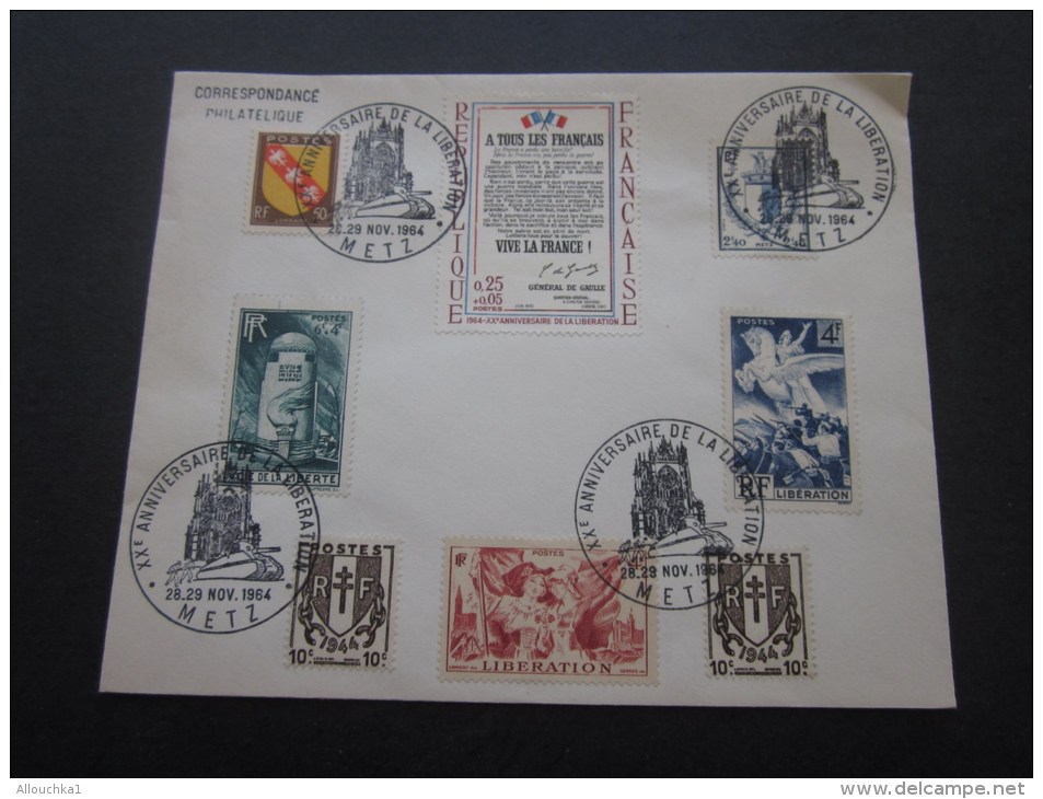 28-29 Nov 1964 Carte Postale Cachet à Date Commémoratif ;20e Anniversaire De La Libération De Metz 1944/1964 Aff Composé - Commemorative Postmarks