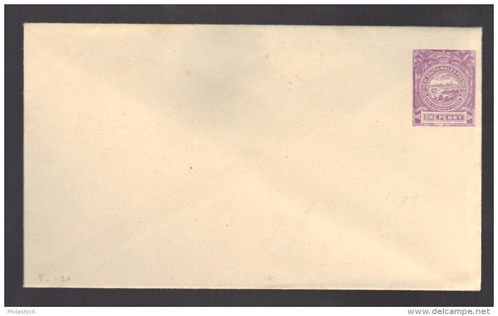 New South Wales Entier Postal Enveloppe 1 P Violet - Ongebruikt