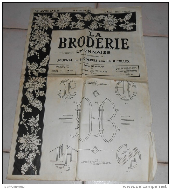 La Broderie Lyonnaise.  N°1101. 1er Novembre 1953. - Maison & Décoration