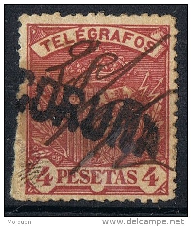 Sello 4 Pts Carmin Telegrafos 1901, Lineal CORUÑA, Num 37 º - Télégraphe