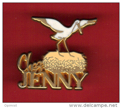 29335-Pin´s .Brasserie Alsacienne Chez Jenny .cigogne.signé  Arthus Bertrand Paris. - Arthus Bertrand