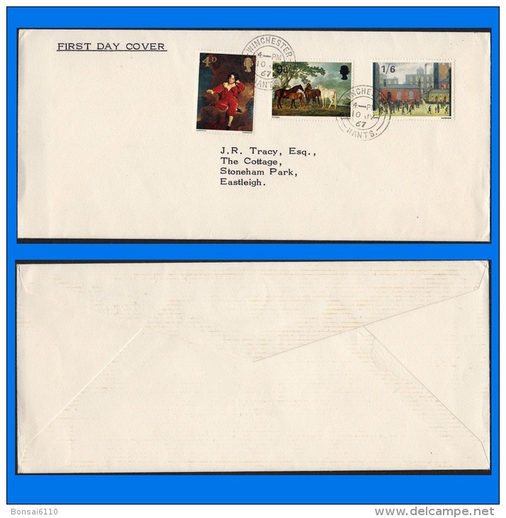 GB 1967-0016, British Paintings FDC, Winchester-Hants Postmark - 1952-1971 Em. Prédécimales