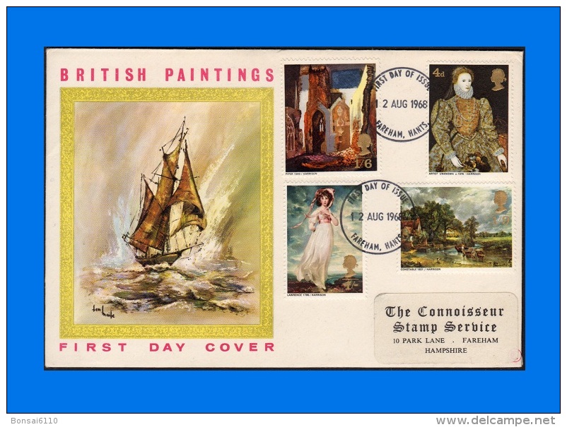 GB 1968-0004, British Paintings FDC, Special Cachet Fareham Postmark - 1952-1971 Em. Prédécimales