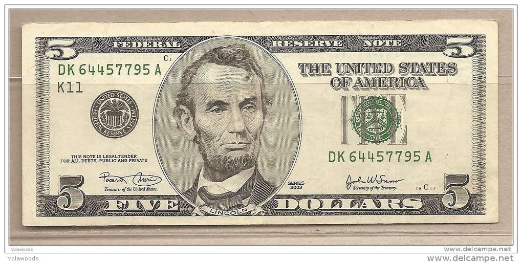 USA - Banconota Circolata Da 5 Dollari - 2003 - - Billets De La Federal Reserve (1928-...)