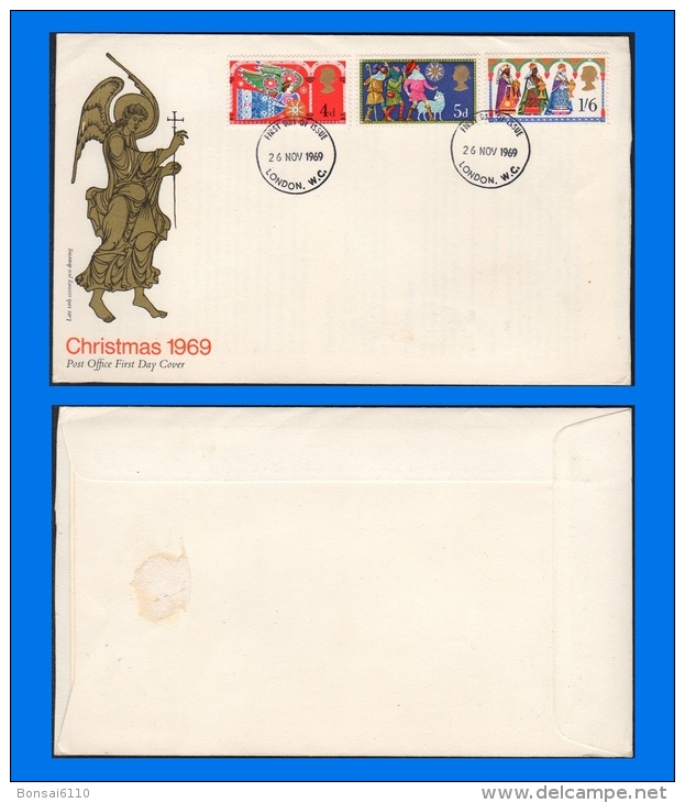 GB 1969-0008, Christmas FDC, London W. C. Postmark - 1952-1971 Em. Prédécimales