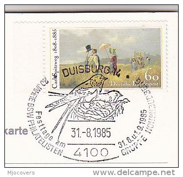 BIRDS NESTING EVENT Pmk COVER (card) Duisburg GERMANY Stamps Bird - Other & Unclassified