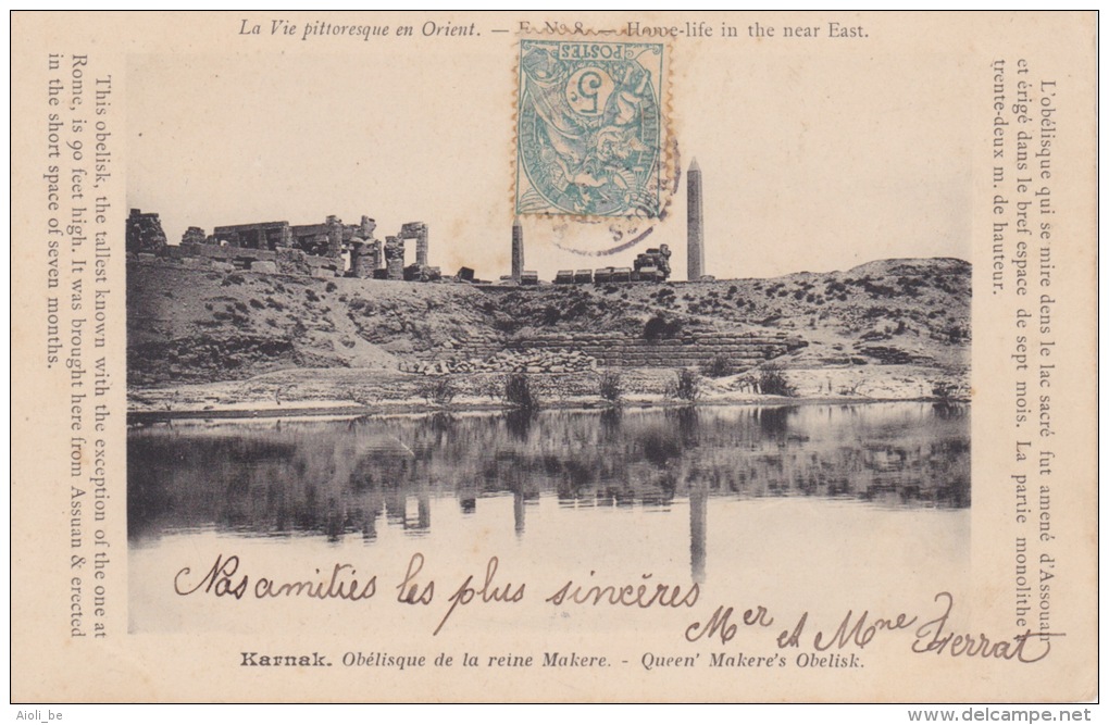 Karnak- Obelisque De La Reine Makere La Vie Pittoresque En Orient - Home - Life In The Near East.Afgestempeld 1901  ??? - Louxor