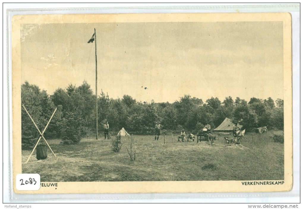 POSTCARD SCOUTING * PADVINDERIJ * JAMBOREE Uit 1953 *   OP DE VELUWE   (2083)  GELOPEN IN 1953 VAN HALFWEG NAAR NIEUWE T - Padvinderij