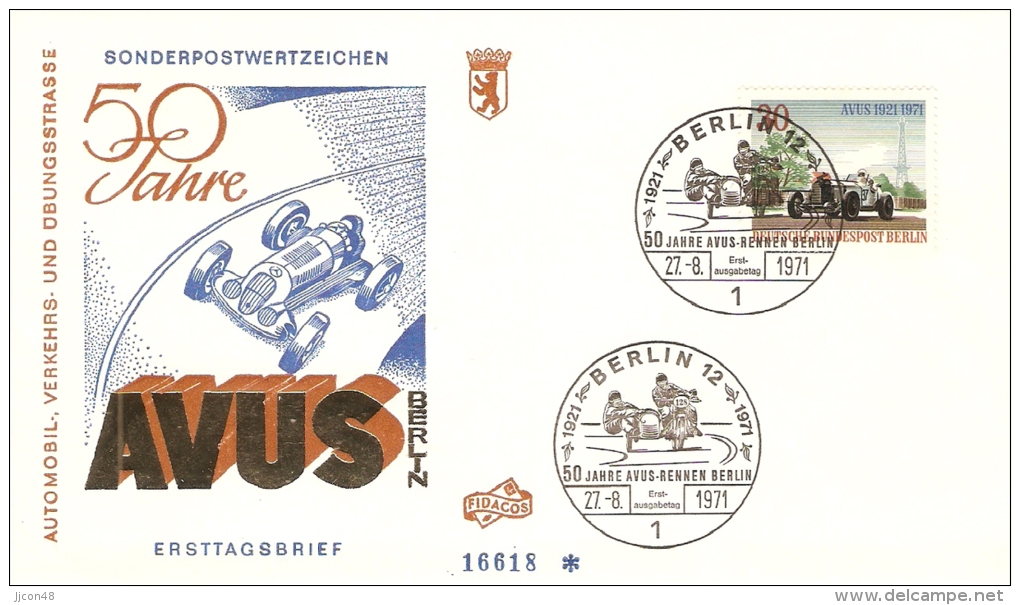 Germany (Berlin) 1971  50 Jahre AVUS-Rennen  FDC  Mi.397 - Other & Unclassified