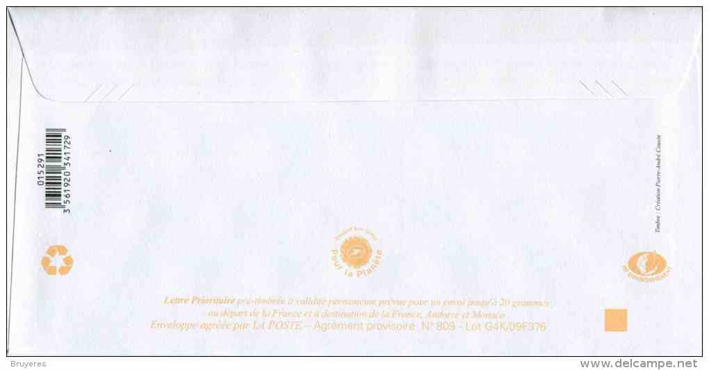 PAP Avec Timbre "Le Chocolat" Sur Papier Ordinaire, Blanc, épais Et Mention "France Lettre Prioritaire" - Logo Eco - PAP : Altri (1995-...)